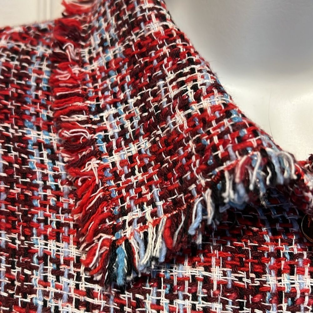 C&A Red Multicoloured Tweed European‎ Jacket Shacket Size EU 36 US M/L - Picture 3 of 16